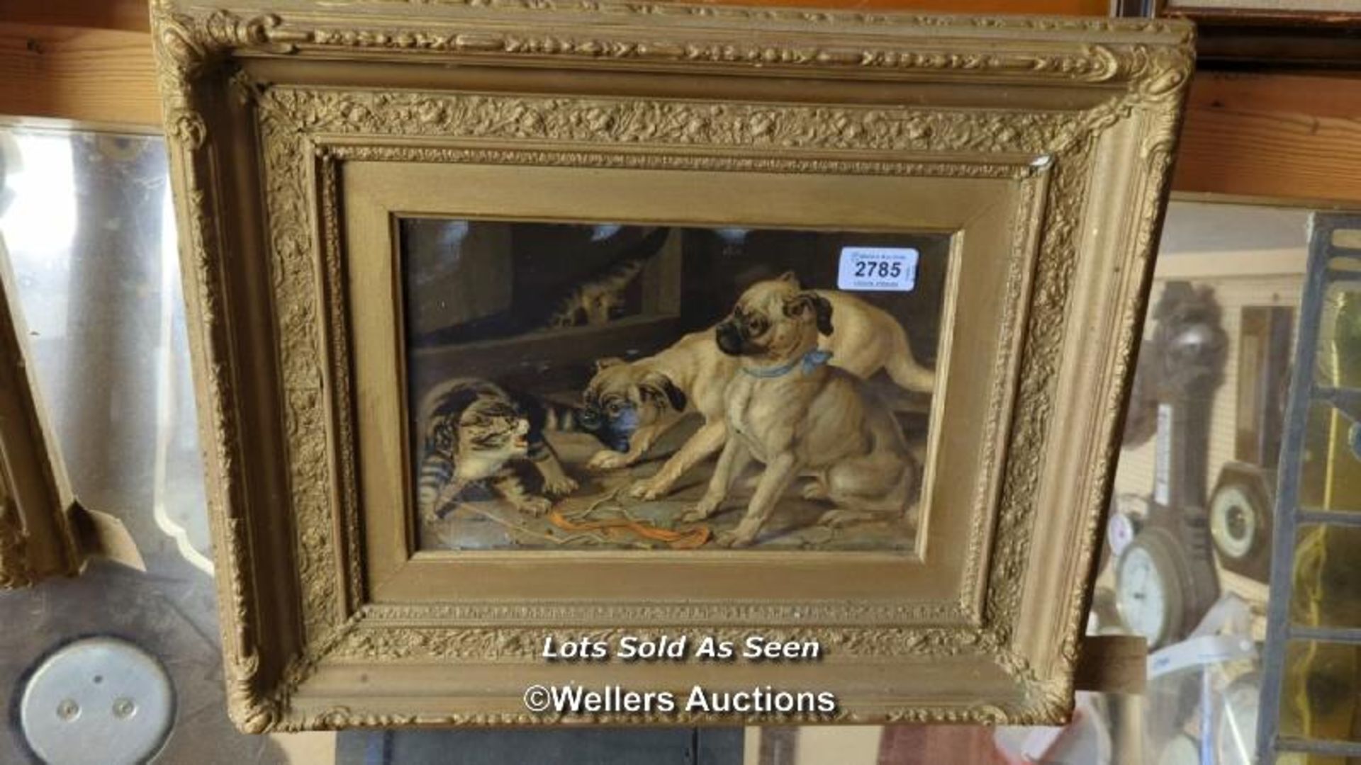 *TWO FRAMED PRINTS OF CATS & DOGS IN MATCHING FRAMES, AFTER U.G. WOODHOUSE, 26.5 X 17.5CM / - Bild 2 aus 3