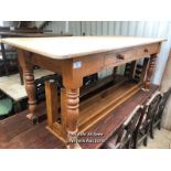 *PINE KITCHEN TABLE WITH TWO DRAWERS, 77 X 30 X 31