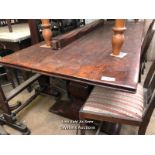 LARGE FAMILY DINING TABLE ON HUGE FEET, 93 X 36 X 30 INCHES / LOCATED AT VICTORIA ANTIQUES,