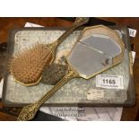 *VINTAGE VANITY SET INCLUDING TRAY, BRUSH AND MIRROR (DAMAGED GLASS) / LOCATED AT VICTORIA ANTIQUES,