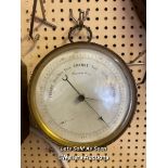 *SMALL BRASS FRAMED BAROMETER / LOCATED AT VICTORIA ANTIQUES, WADEBRIDGE, PL27 7DD