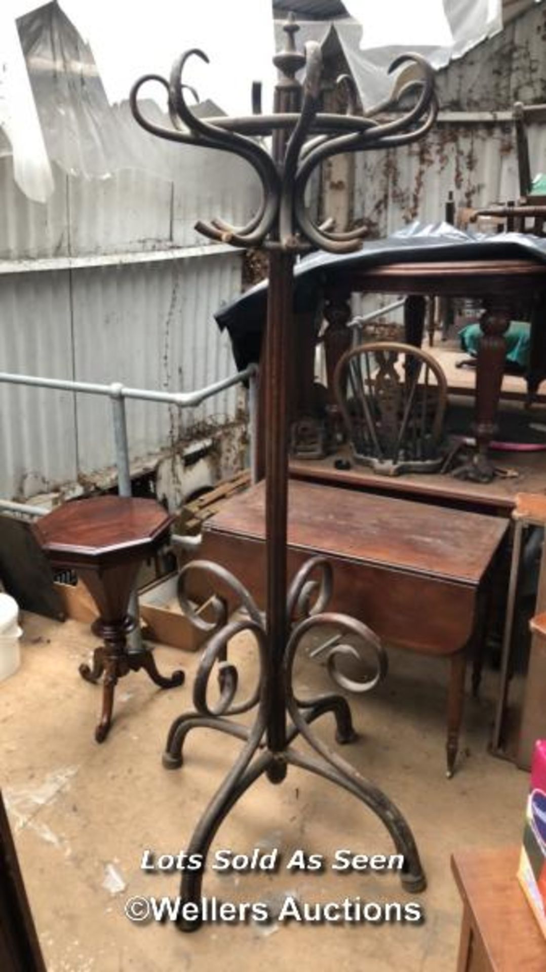 LARGE COAT STAND, IN NEED OF RESTORATION, APPROX 82 INCHES HIGH / LOCATED AT VICTORIA ANTIQUES,