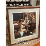 *FRAMED AND GLAZED LIMITED EDITION PRINT OF A NAKED LADY 241/295 BY D. HOFFMAN, 101 X 106CM /