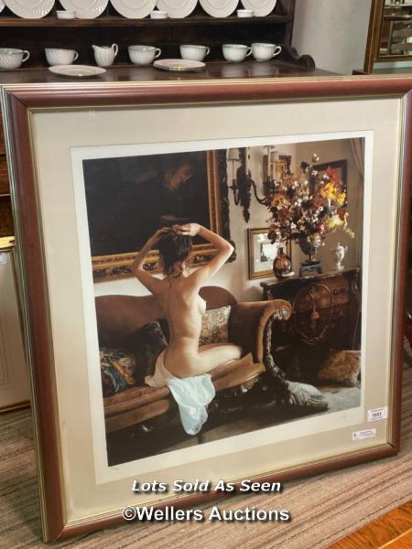 *FRAMED AND GLAZED LIMITED EDITION PRINT OF A NAKED LADY 241/295 BY D. HOFFMAN, 101 X 106CM /