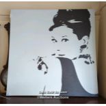 *MODERN PRINT OF AUDREY HEPBURN, 89CM / LOCATED AT VICTORIA ANTIQUES, WADEBRIDGE, PL27 7DD