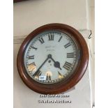 *VICTORIAN MAHOGANY DIAL CLOCK, ENGLISH DIAL WITH FUSEE MOVEMENT ERNEST HUNT, NEWARK / LOCATED AT