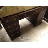 DESK WITH NINE DRAWERS, 46 X 23 X 28 INCHES / LOCATED AT VICTORIA ANTIQUES, WADEBRIDGE, PL27 7DD