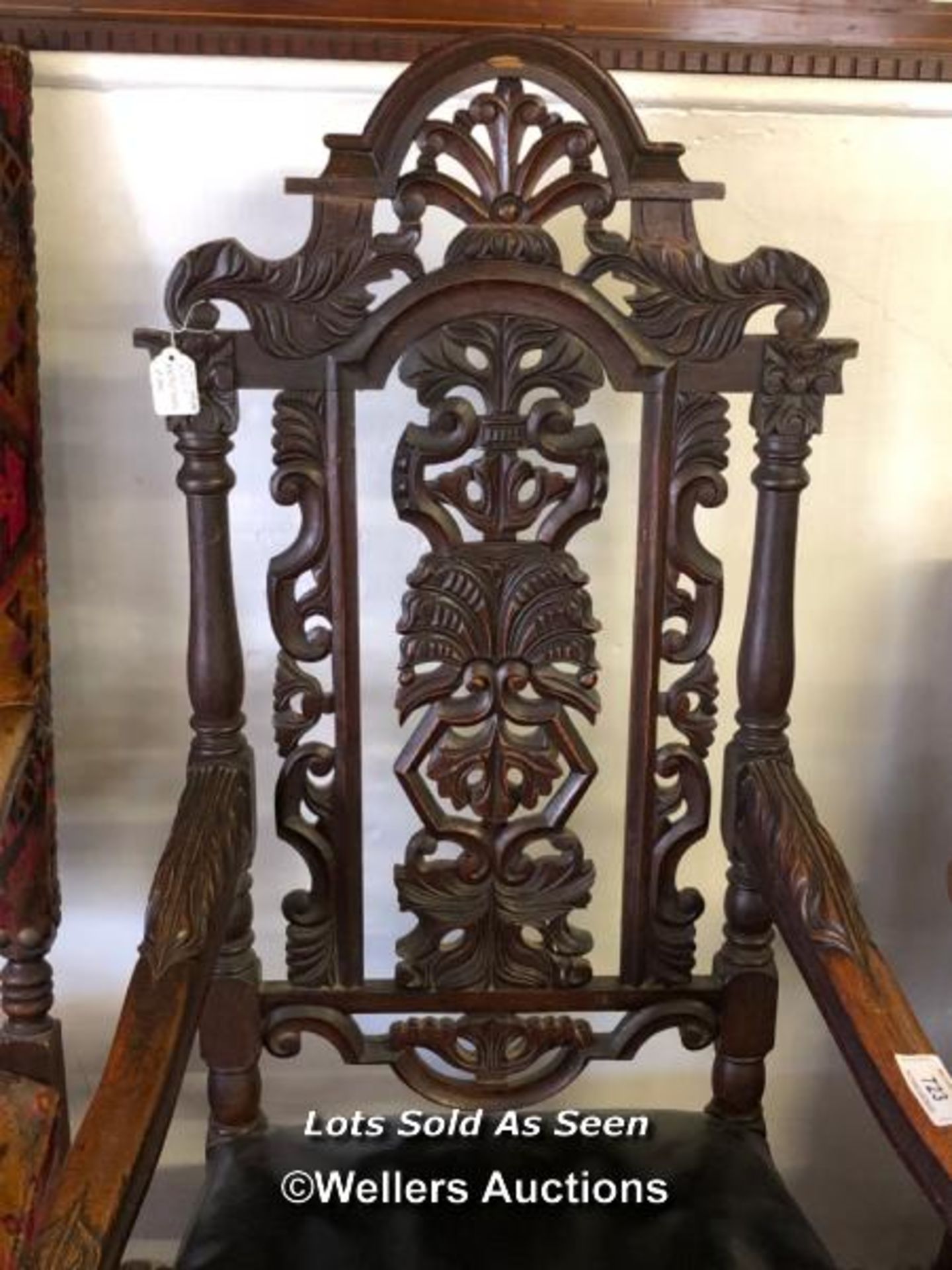 *JACOBIAN STYLE CARVED ARMCHAIR / LOCATED AT VICTORIA ANTIQUES, WADEBRIDGE, PL27 7DD - Image 2 of 4