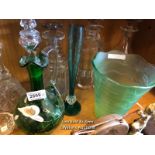 *SHELF OF GLASSWARE INCL. DECANTERS AND VASES / LOCATED AT VICTORIA ANTIQUES, WADEBRIDGE, PL27 7DD