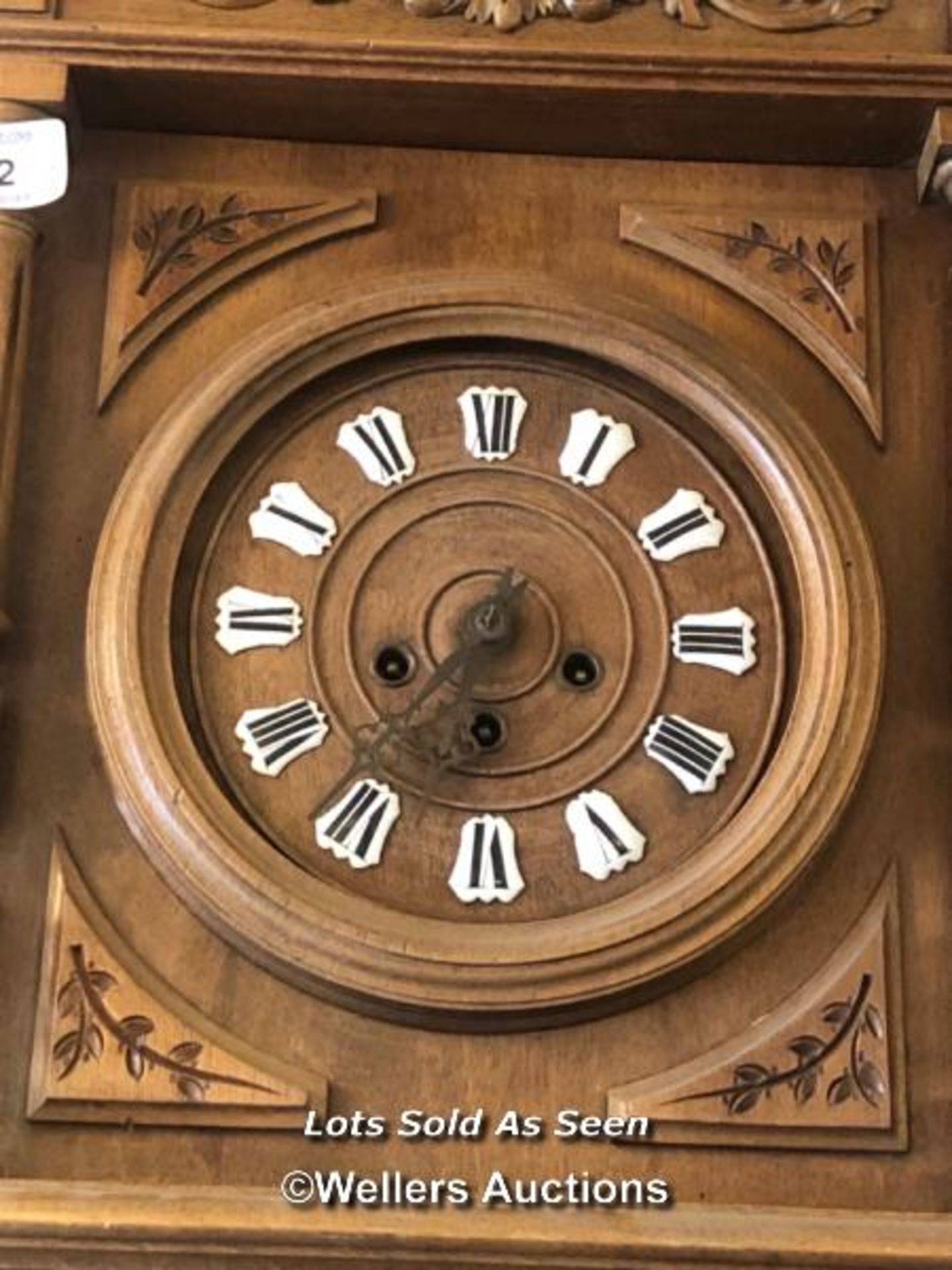 *LARGE AND UNUSUAL WALNUT WALL CLOCK WITH BAROMETER AND THERMOMETER, 133CM / LOCATED AT VICTORIA - Image 4 of 6