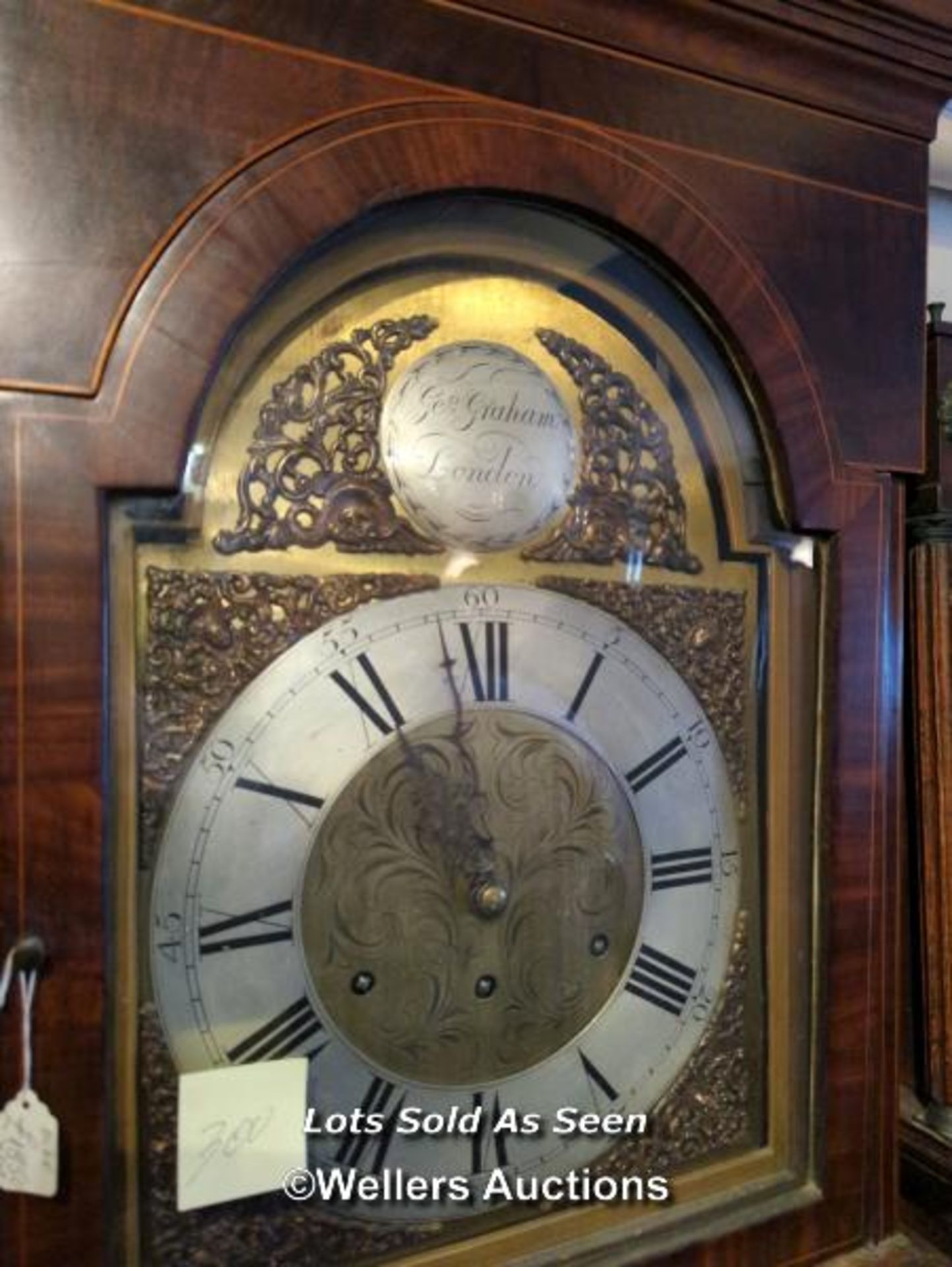 *18TH CENTURY MAHOGANY 8 DAY LONGCASE CLOCK, SIGNED GEO. GRAHAM, LONDON, 222CM / LOCATED AT VICTORIA - Image 2 of 4