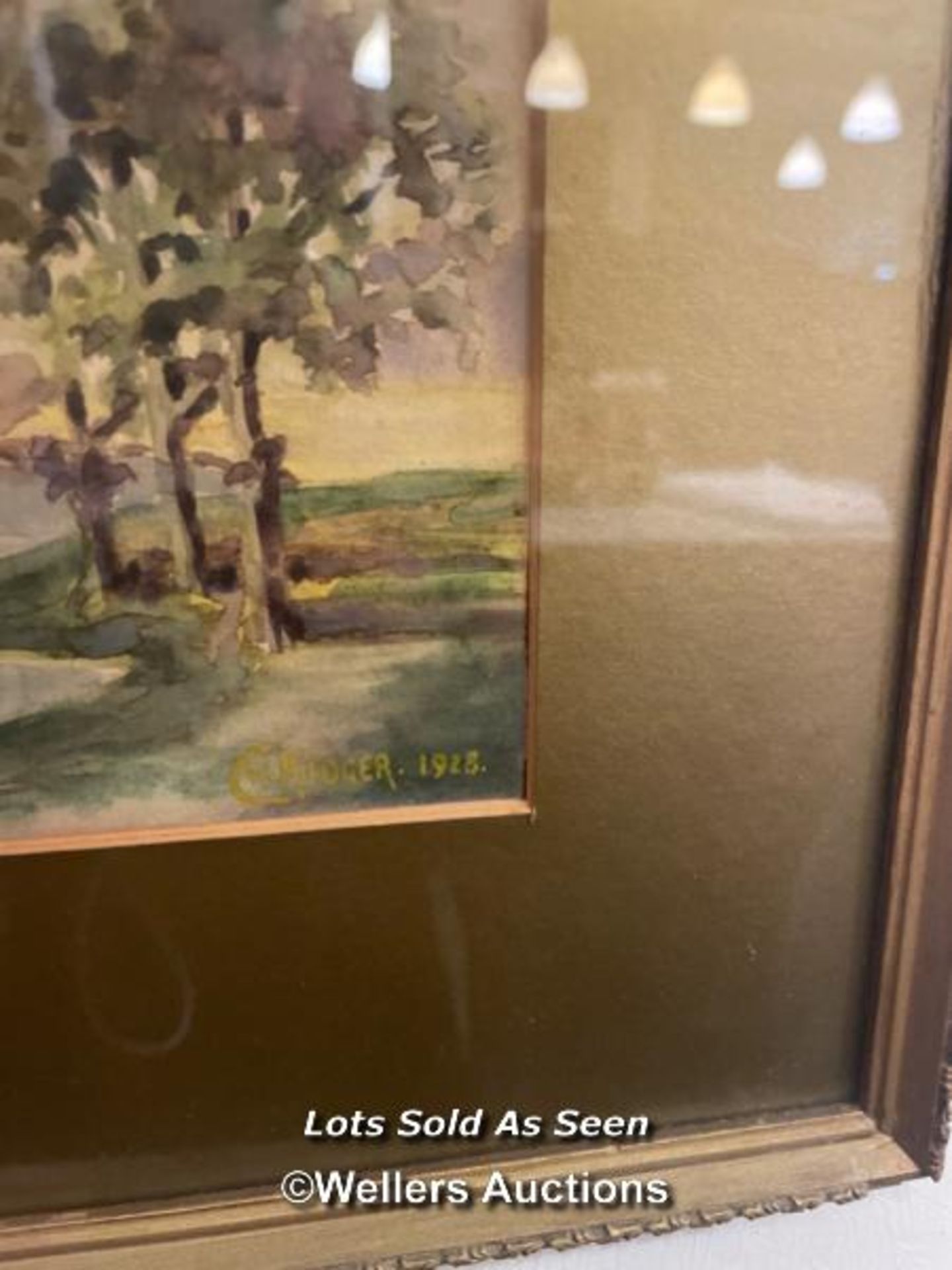 *CIRCA 1928, TWO FRAMED AND GLAZED WATERCOLOURS BY C. W. KIDGER, 26 X 17.5CM / LOCATED AT VICTORIA - Image 2 of 3