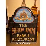 *LARGE 'WELCOME ABOARD THE SHIP' WOODEN SIGN, 150 X 203CM / LOCATED AT VICTORIA ANTIQUES,