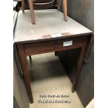 SMALL MAHOGANY DROP LEAF TABLE, 32 X 38.5 X 28.5 INCHES, FULLY EXTENDED / LOCATED AT VICTORIA