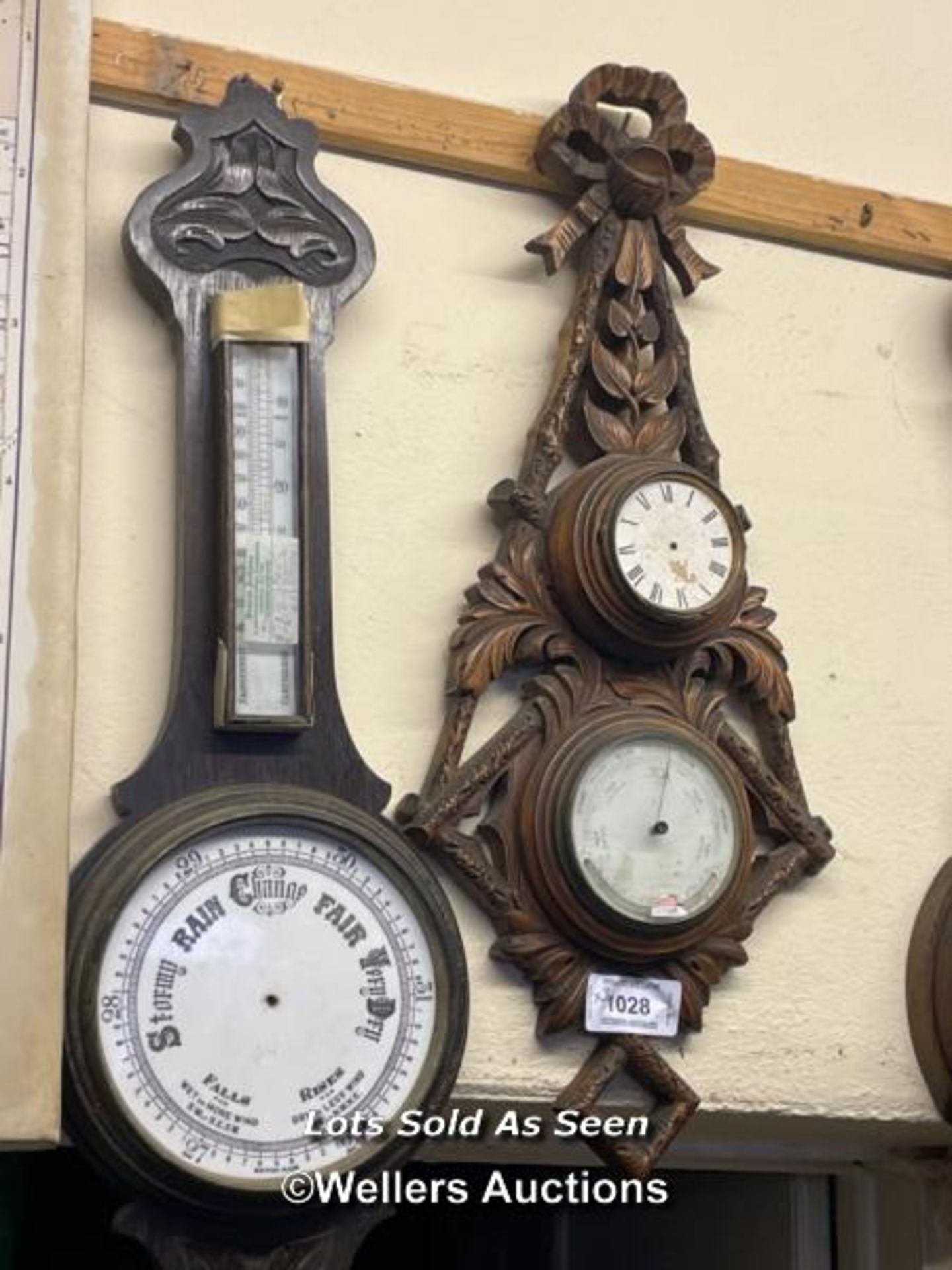 *THREE BAROMETERS / LOCATED AT VICTORIA ANTIQUES, WADEBRIDGE, PL27 7DD - Image 3 of 3