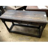 OAK HALLWAY TABLE, 44.5 X 16.5 X 26.5 INCHES / LOCATED AT VICTORIA ANTIQUES, WADEBRIDGE, PL27 7DD