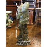 *CHINESE SPINACH JADE FIGURE OF A SAGE, 18CM / LOCATED AT VICTORIA ANTIQUES, WADEBRIDGE, PL27 7DD