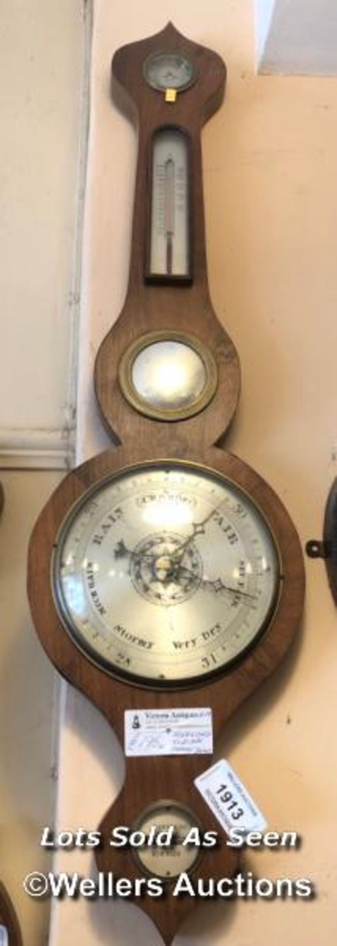 *ROSEWOOD BANJO BAROMETER BY SAWYER & CO, NORWICH / LOCATED AT VICTORIA ANTIQUES, WADEBRIDGE, PL27