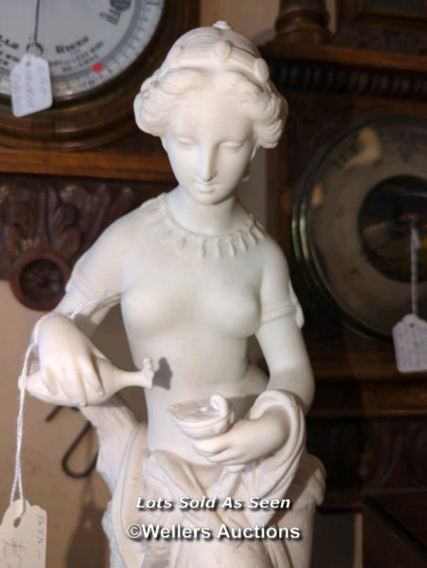*PARIAN FIGURE OF A CLASSICAL GREEK WOMAN, 42CM / LOCATED AT VICTORIA ANTIQUES, WADEBRIDGE, PL27 - Image 2 of 4