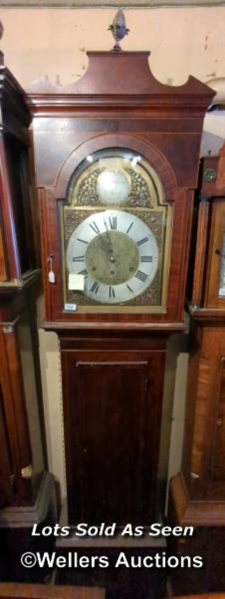 *18TH CENTURY MAHOGANY 8 DAY LONGCASE CLOCK, SIGNED GEO. GRAHAM, LONDON, 222CM / LOCATED AT VICTORIA