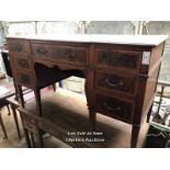 INLAID DRESSING TABLE WITH SEVEN DRAWERS, 54 X 23.5 X 32 INCHES / LOCATED AT VICTORIA ANTIQUES,