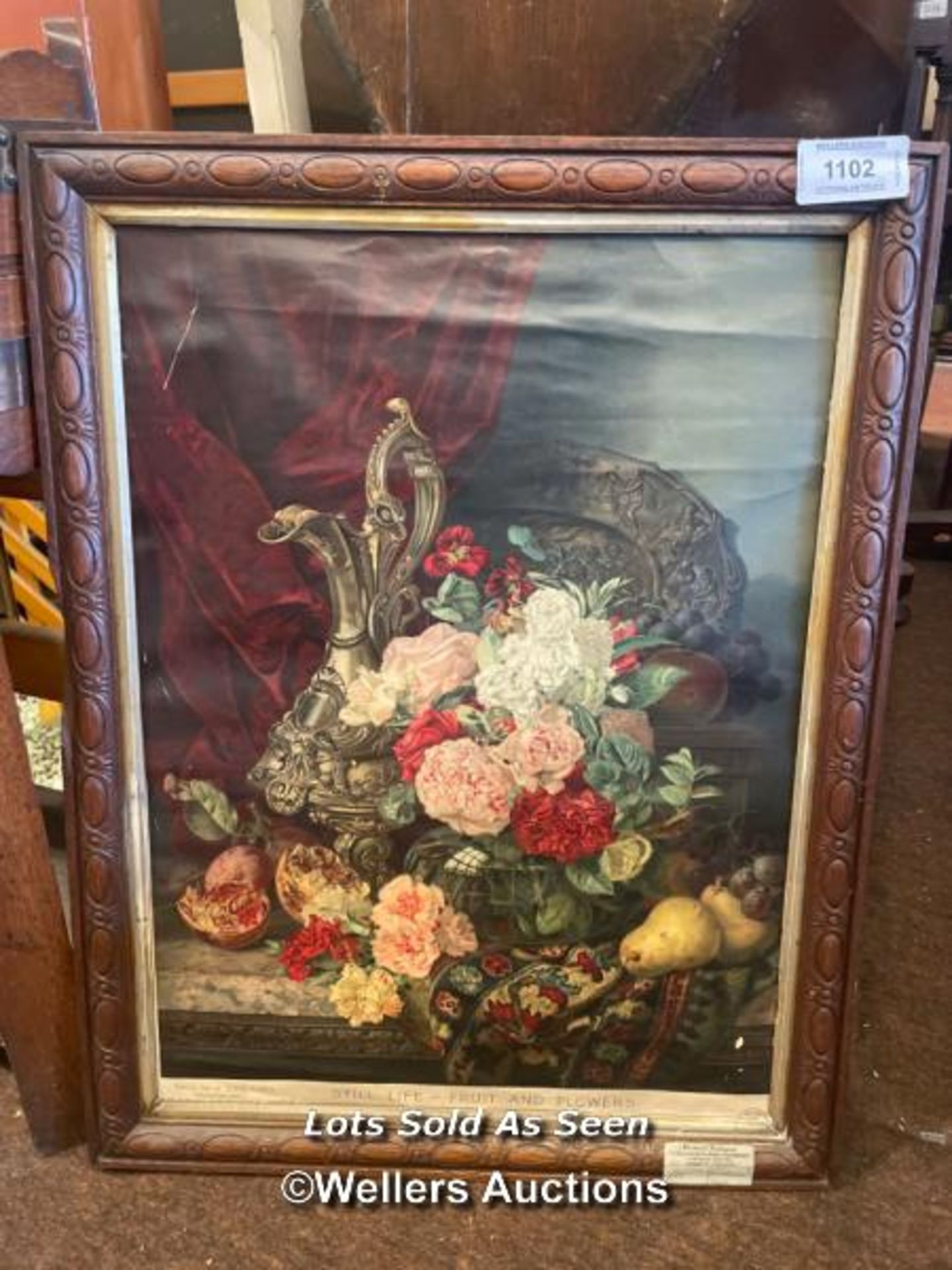 *FRAMED PRINT 'STILL LIFE OF FLOWERS' BY PEARS, 44 X 59CM / LOCATED AT VICTORIA ANTIQUES,