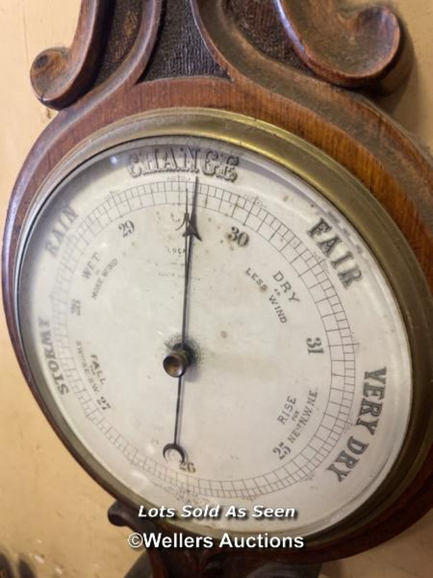 *BANJO BAROMETER BY LUCAS, SOUTH NORWOOD / LOCATED AT VICTORIA ANTIQUES, WADEBRIDGE, PL27 7DD - Image 2 of 2