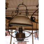 *HANGING PARAFFIN LAMP WITH SHADE / LOCATED AT VICTORIA ANTIQUES, WADEBRIDGE, PL27 7DD