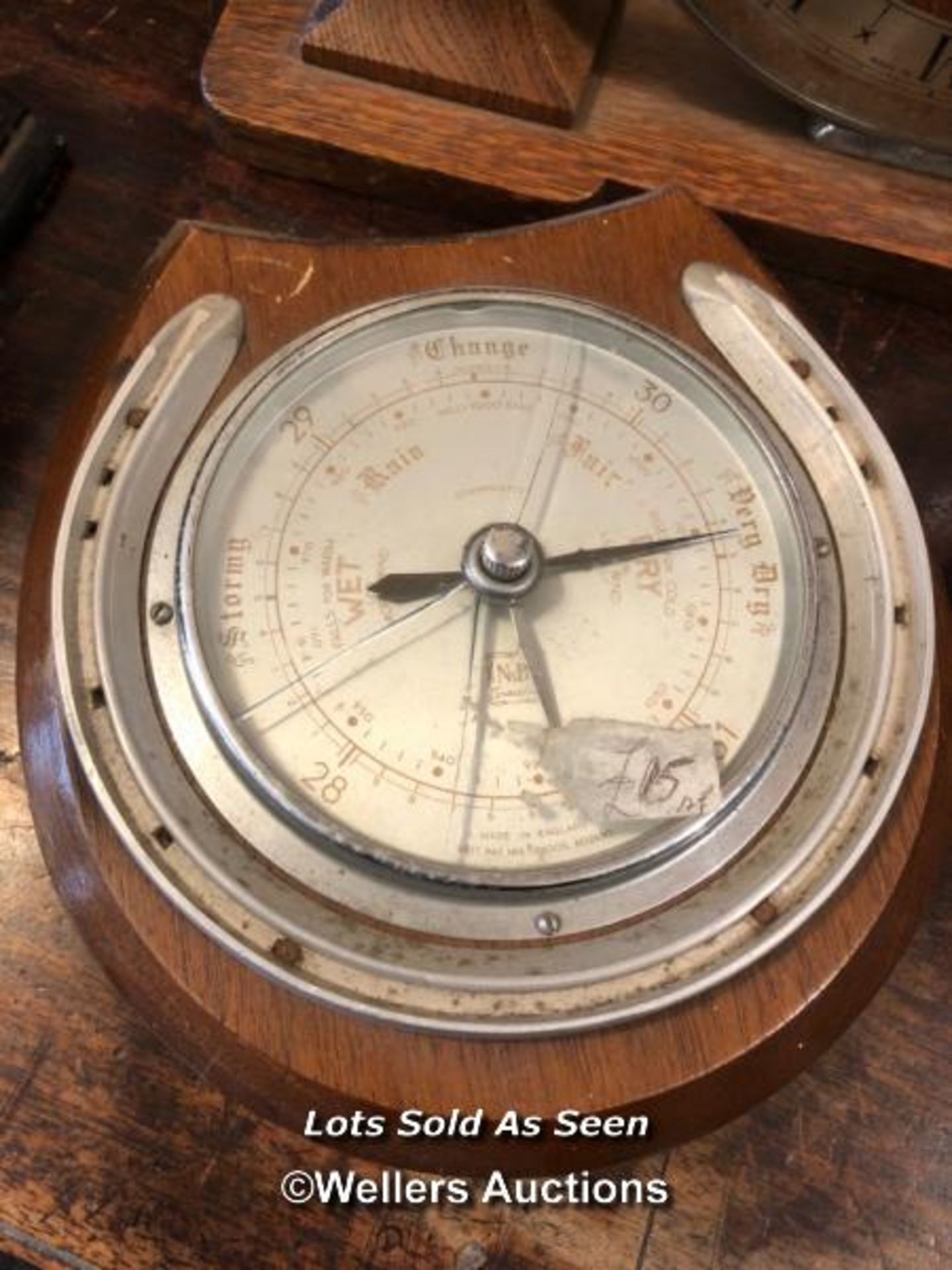 *SMITHS ART DECO MANTEL CLOCK; TWO BAROMETERS WITHIN HORSESHOES / LOCATED AT VICTORIA ANTIQUES, - Image 2 of 5