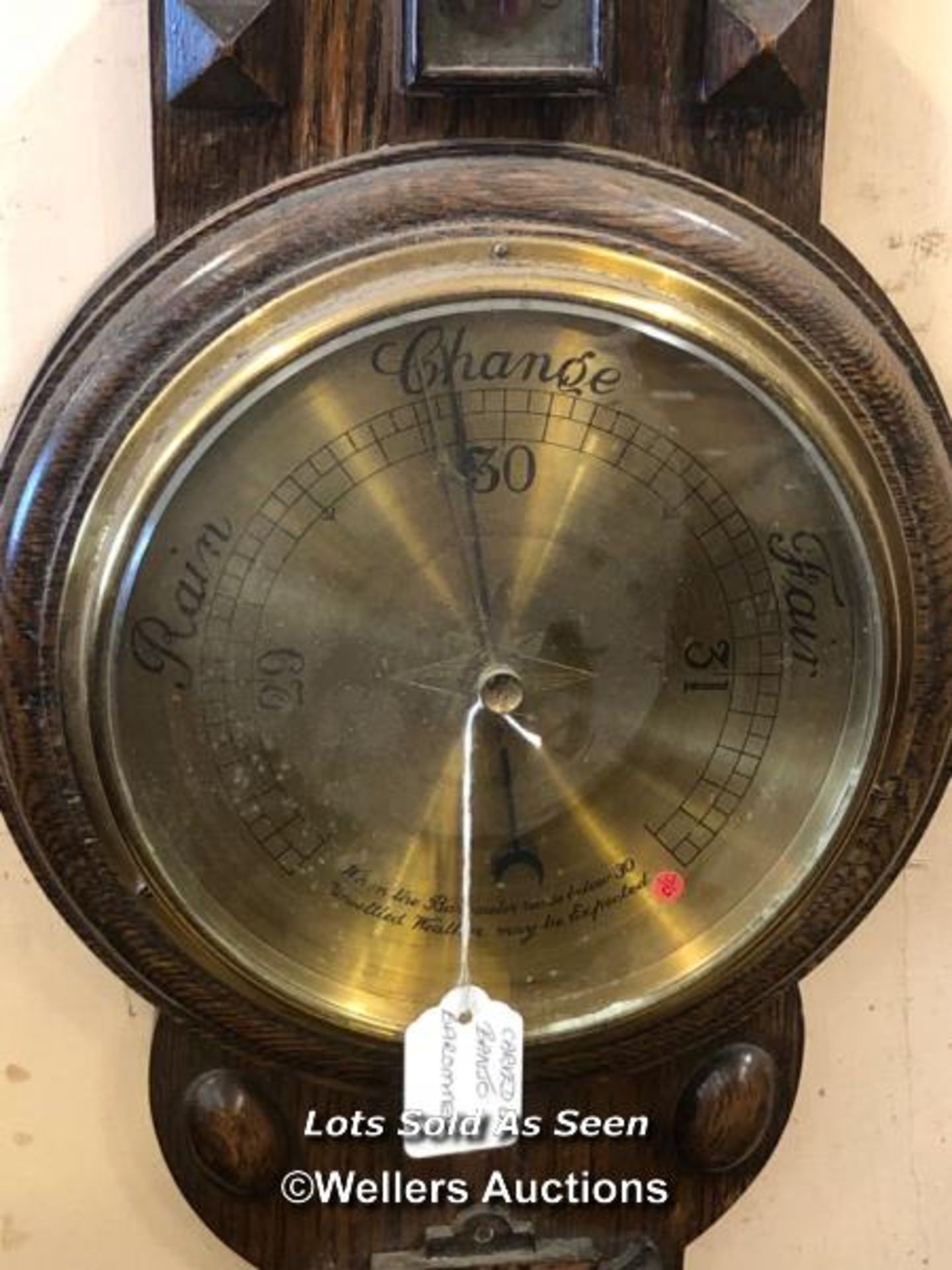 *1920S OAK BAROMETER / LOCATED AT VICTORIA ANTIQUES, WADEBRIDGE, PL27 7DD - Image 2 of 3