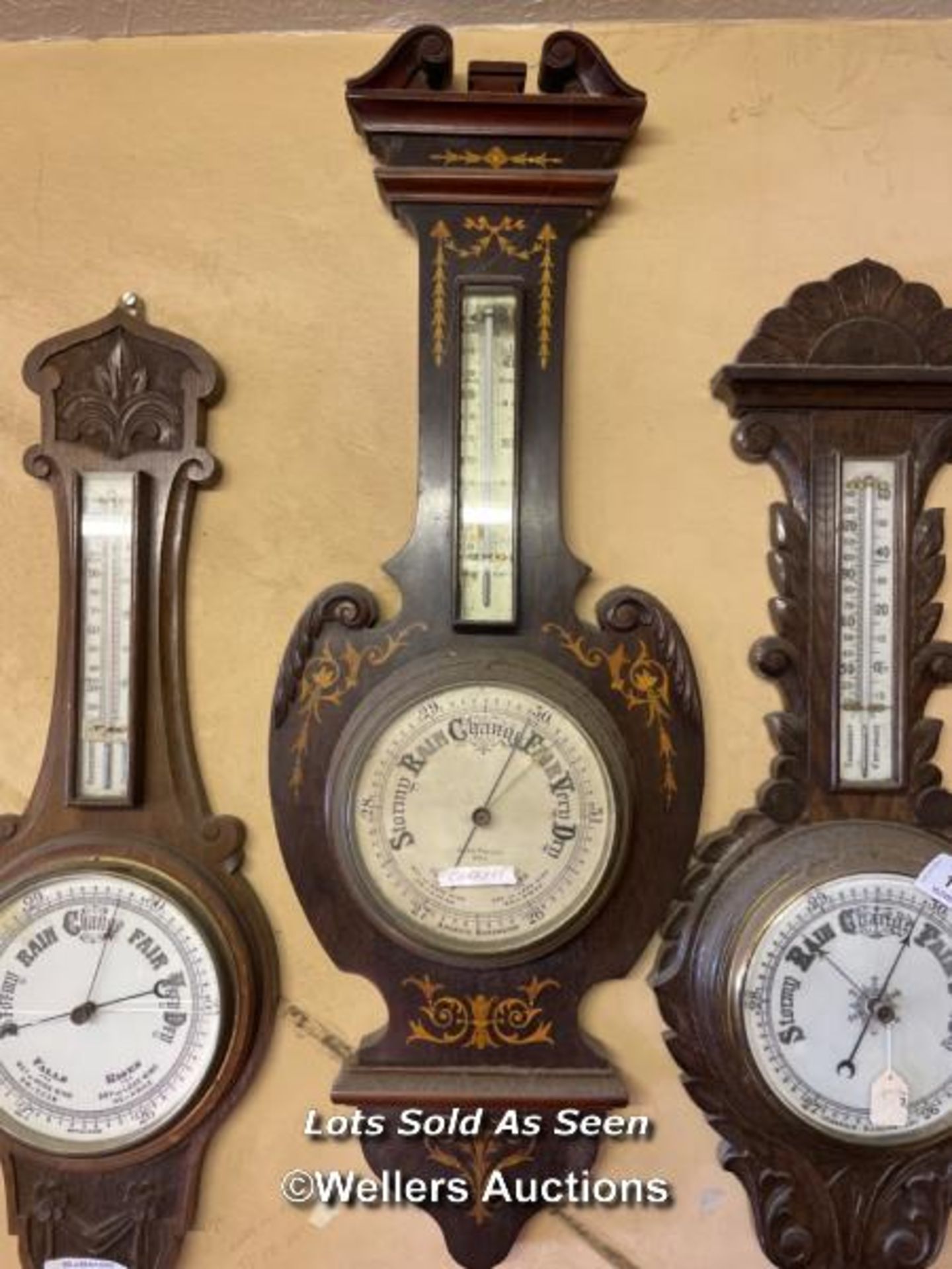 *INLAID MAHOGANY BAROMETER BY BENN FRANKS / LOCATED AT VICTORIA ANTIQUES, WADEBRIDGE, PL27 7DD