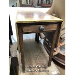 DROP LEAF TABLE WITH ONE DRAWER, 34 X 44 X 28.5 INCHES, FULLY EXTENDED / LOCATED AT VICTORIA