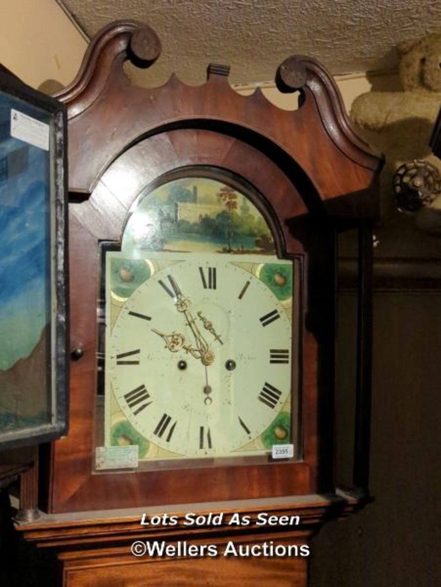 *MAHOGANY 8 DAY LONGCASE CLOCK, PAINTED DIAL SIGNED INDISTINCTLY, 227CM / LOCATED AT VICTORIA - Image 4 of 6