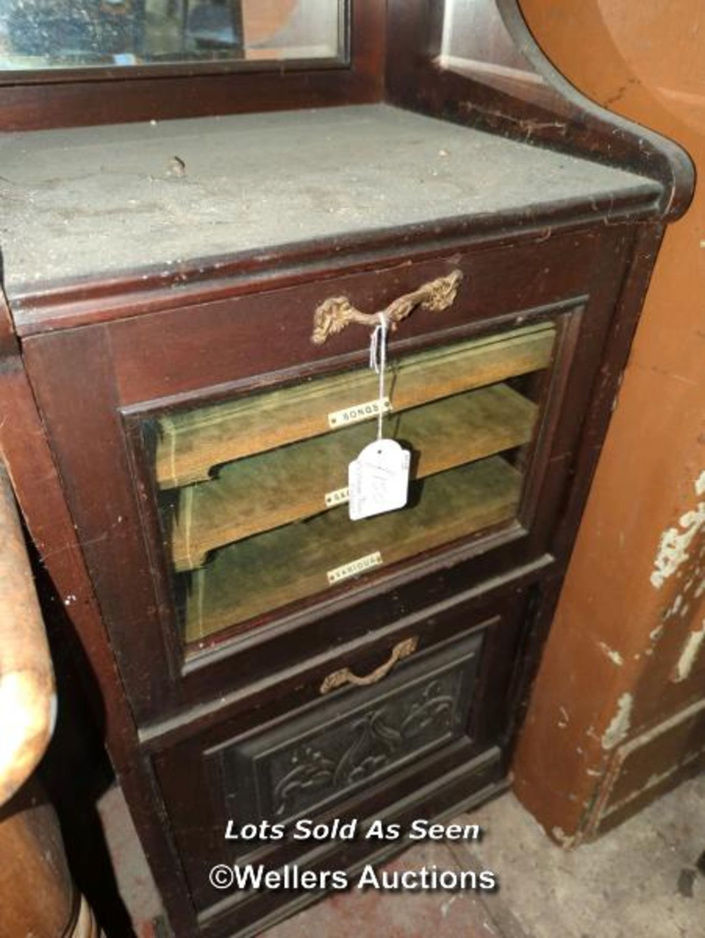 VICTORIAN MUSIC CABINET, 18 X 16 X 47.5 INCHES / LOCATED AT VICTORIA ANTIQUES, WADEBRIDGE, PL27 7DD - Image 2 of 3