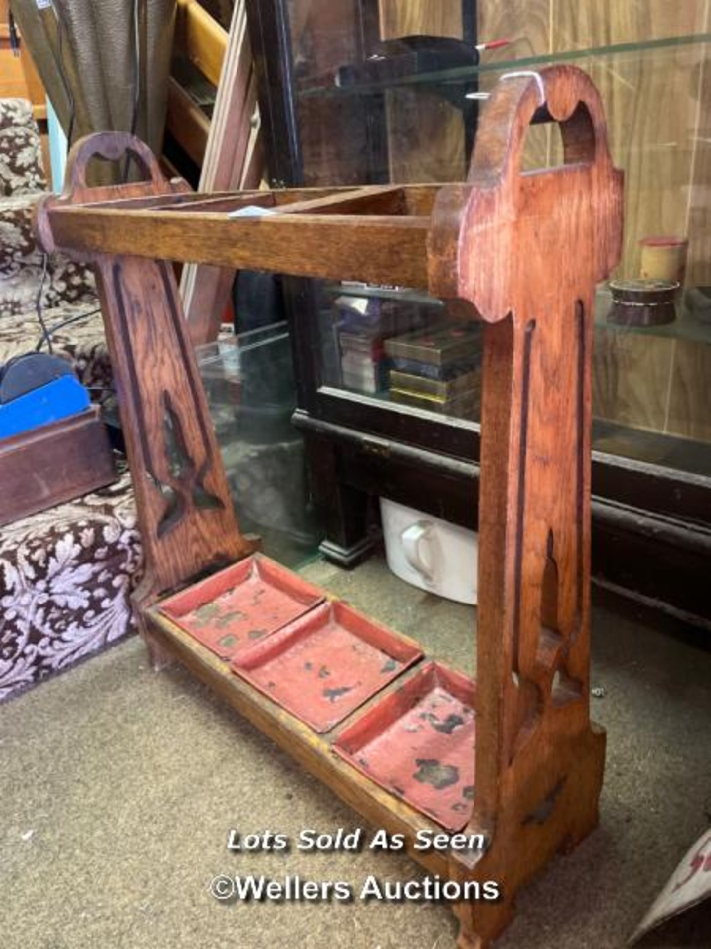 *ARTS AND CRAFTS STICK STAND / LOCATED AT VICTORIA ANTIQUES, WADEBRIDGE, PL27 7DD