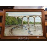 *ST GERMANS VIADUCT, CORNWALL, ACRYLIC ON CANVAS, SIGNED BY A.R. HIGH 1984, 73 X 48.5CM / LOCATED AT