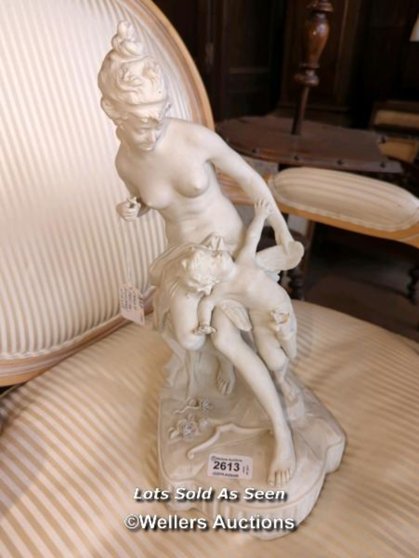 *AUSTRIAN PARIAN FIGURE OF A WOMAN WITH A CHILD, 37CM / LOCATED AT VICTORIA ANTIQUES, WADEBRIDGE,