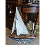 *MODEL POND YACHT, 60CM / LOCATED AT VICTORIA ANTIQUES, WADEBRIDGE, PL27 7DD