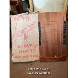 *JAQUES WOODEN SHOVE HA'PENNY BOARD IN ORIGINAL BOX / LOCATED AT VICTORIA ANTIQUES, WADEBRIDGE, PL27