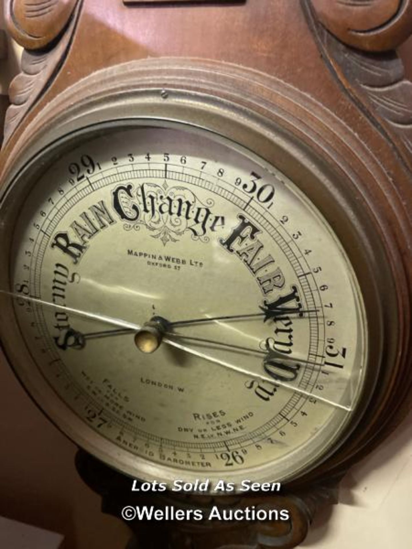 *MAPPIN & WEBB ANEROID BAROMETER / LOCATED AT VICTORIA ANTIQUES, WADEBRIDGE, PL27 7DD - Image 2 of 2