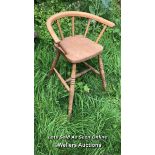 CHILDRENS WOODEN HIGH CHAIR, 69CM (H) / COLLECTION LOCATION: WEST BYFLEET (KT14), FULL ADDRESS AND