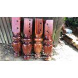 4X BULBUS FLUTED AND POLISHED VICTORIAN MAHOGANY SNOOKER TABLE LEGS, 76CM (H) / COLLECTION LOCATION: