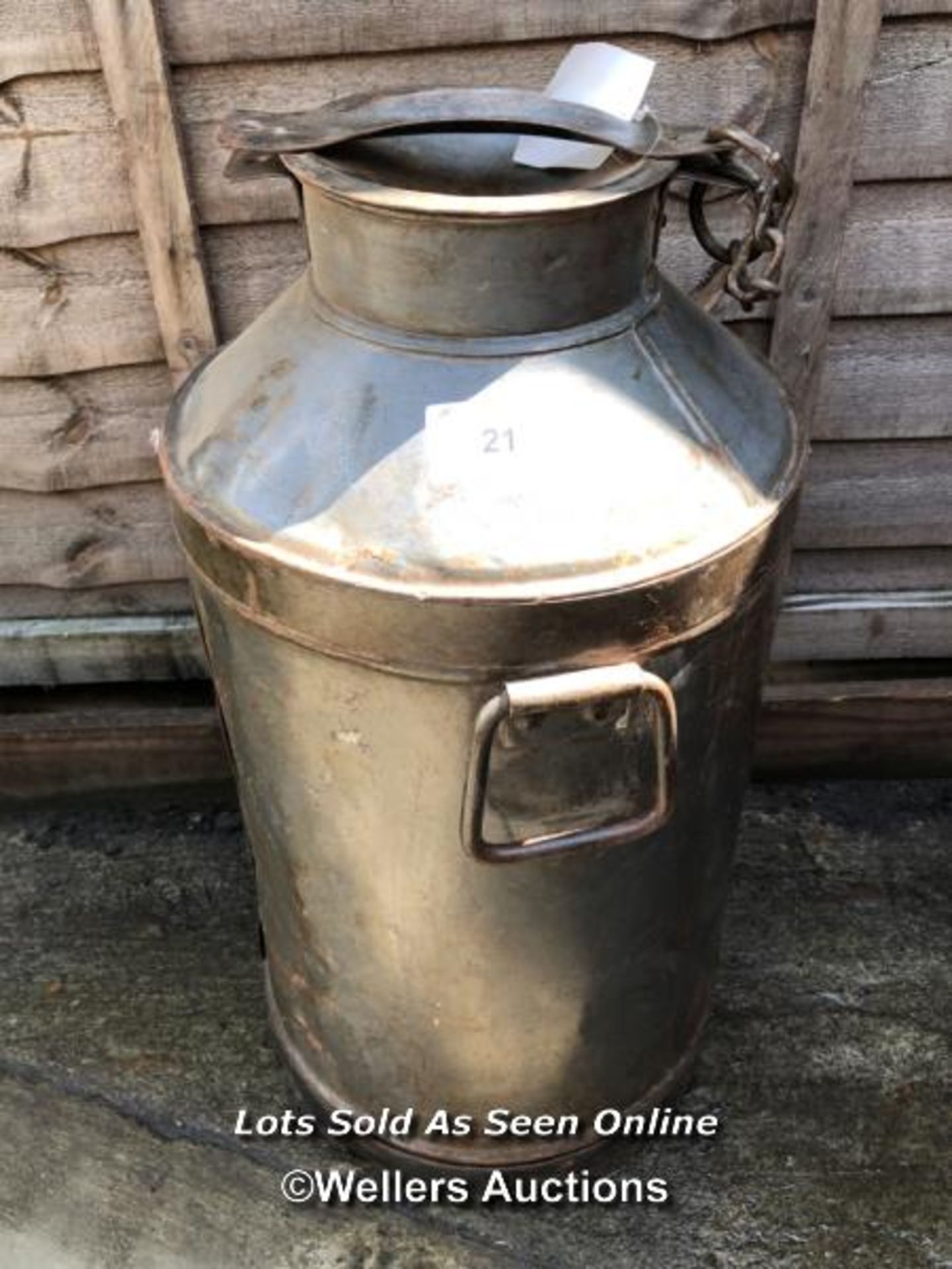 *LARGE GALVANISED MILK CHURN, 64CM (H) / COLLECTION LOCATION: WELLERS AUCTIONS (GU1 4SJ)