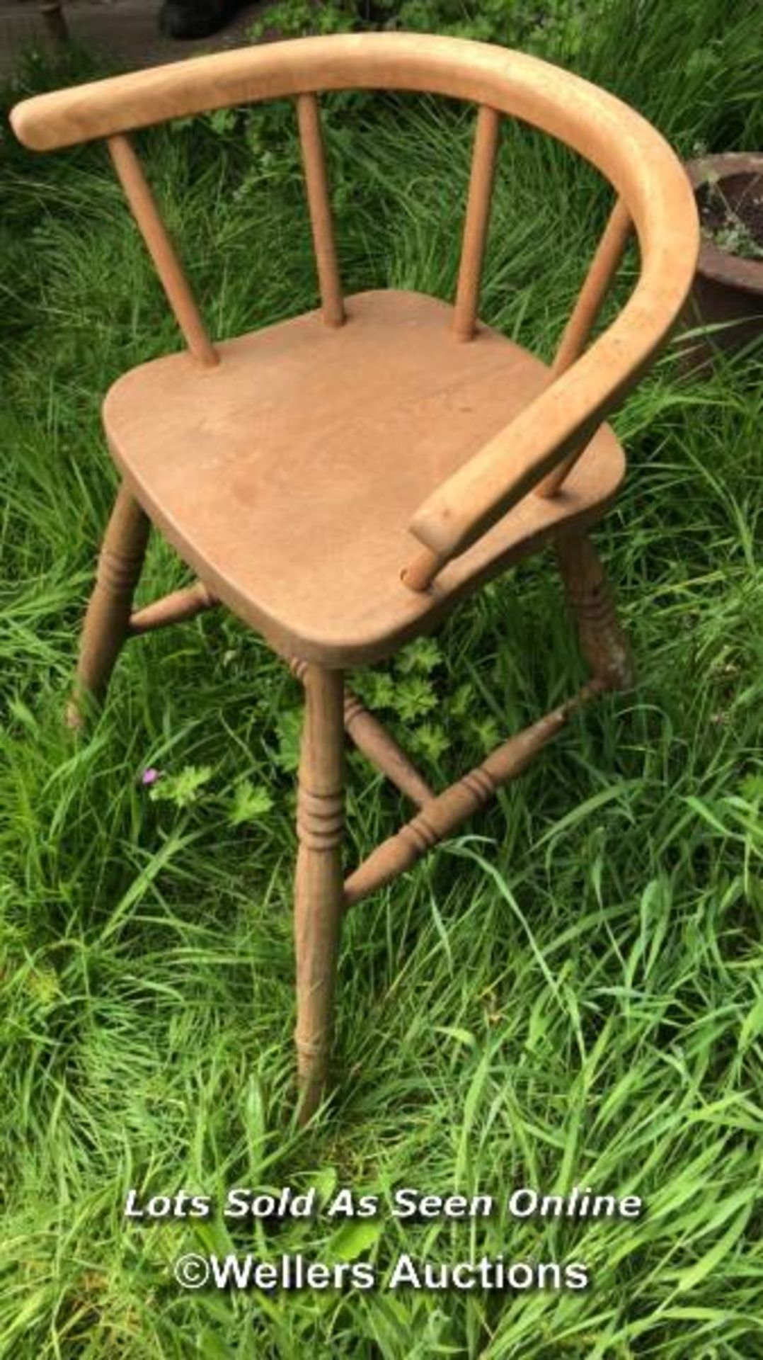 CHILDRENS WOODEN HIGH CHAIR, 69CM (H) / COLLECTION LOCATION: WEST BYFLEET (KT14), FULL ADDRESS AND - Image 2 of 2