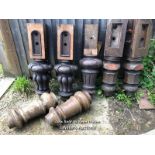 JOB LOT OF 7X ASSORTED VICTORIAN MAHOGANY SNOOKER LEGS, LARGEST 84.5CM (H) / COLLECTION LOCATION:
