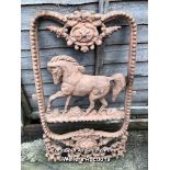*CAST IRON HORSE WINDOW FRAME, 80CM (H) X 45CM (W) / COLLECTION LOCATION: WELLERS AUCTIONS (GU1