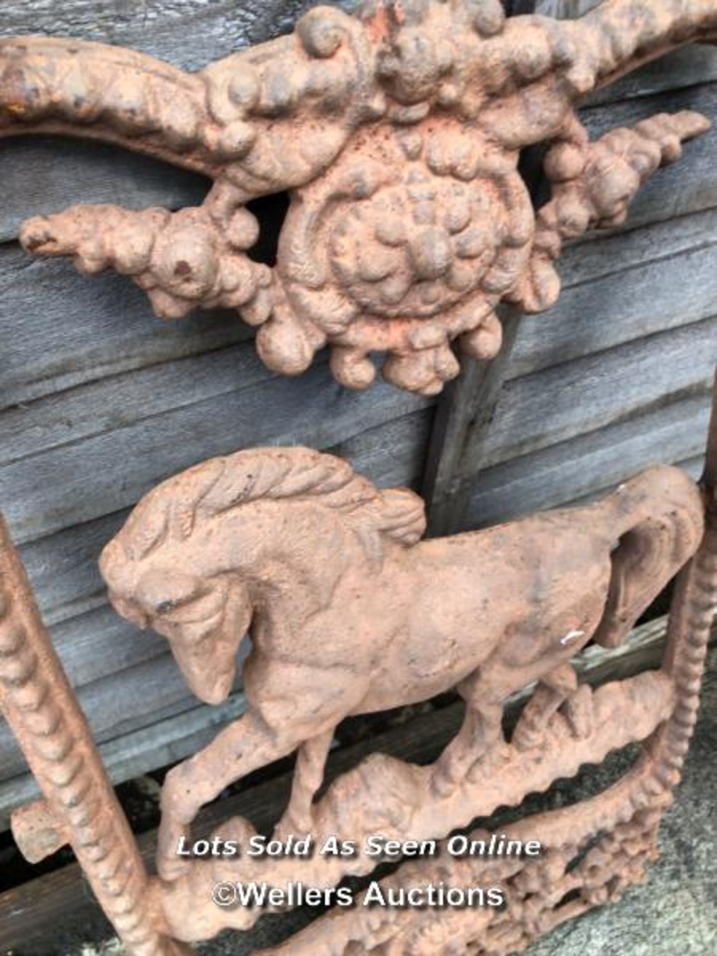 *CAST IRON HORSE WINDOW FRAME, 80CM (H) X 45CM (W) / COLLECTION LOCATION: WELLERS AUCTIONS (GU1 - Image 2 of 2