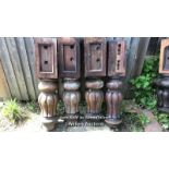 4X FLUTED TULIP VICTORIAN MAHOGANY SNOOKER TABLE LEGS, TALLEST 84CM (H) / COLLECTION LOCATION: