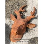 *CAST IRON DEER HEAD WALL PLAQUE, 60CM (H) X 40CM (W) / COLLECTION LOCATION: WELLERS AUCTIONS (GU1