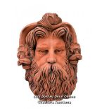 *WALL FOUNTAIN FACE MASK OF TRITON OR NEPTUNE, CAST IN RED TERRACOTTA STONE MIX, 45CM (H) X 35CM (